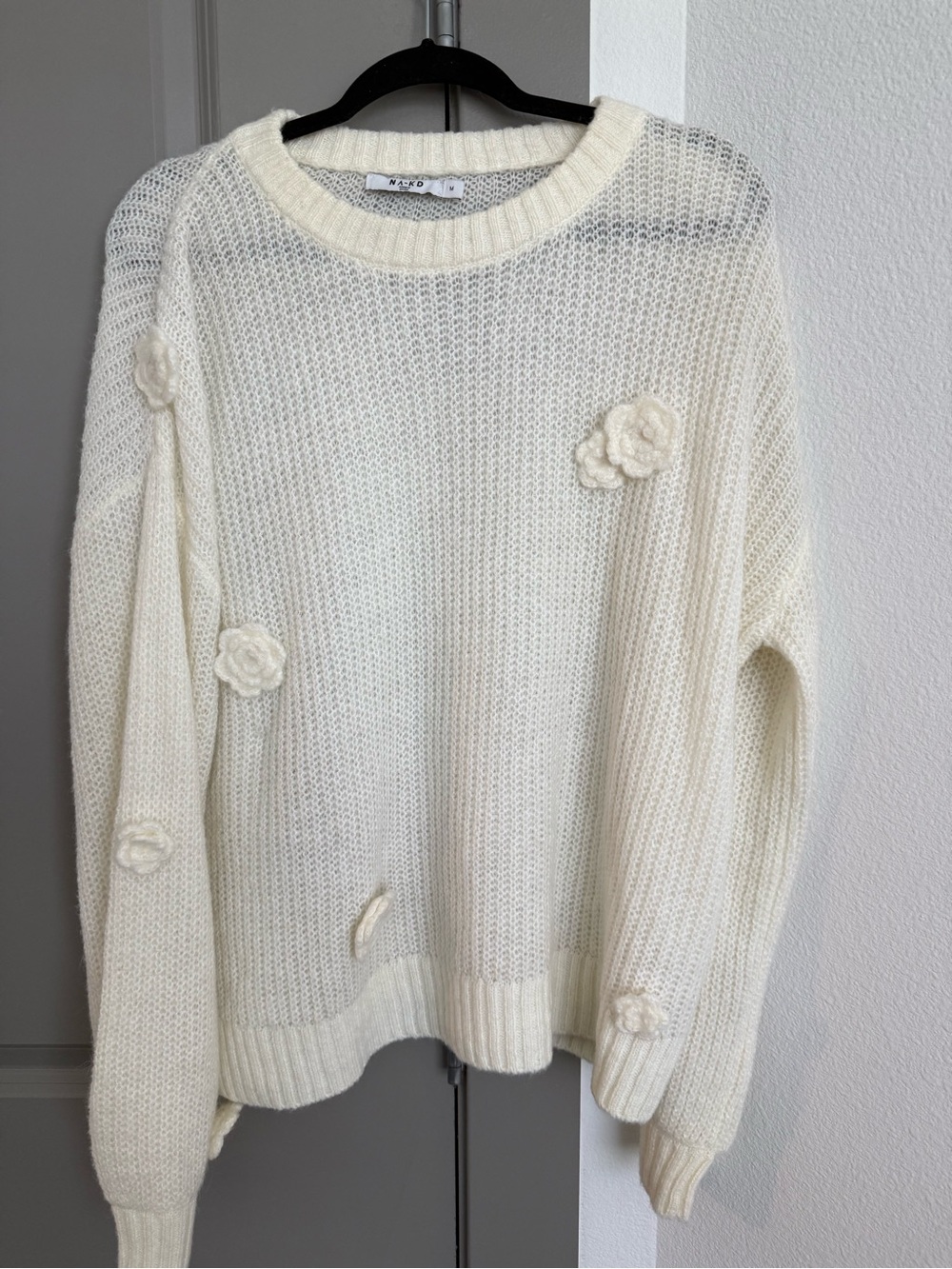 NAKD Fashion Cream Floral Applique Knit Sweater
